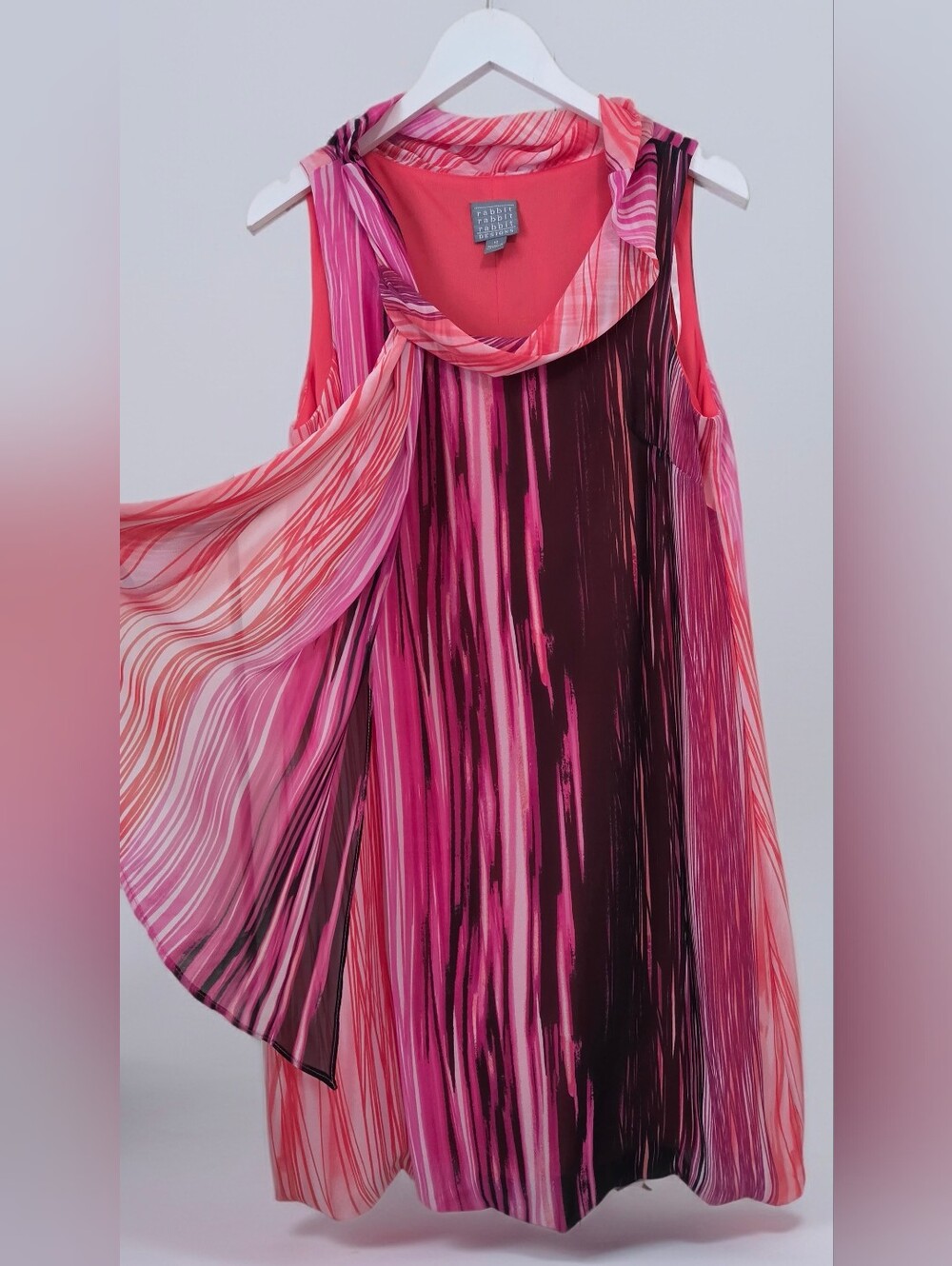 Rabbit Rabbit Rabbit Designs Pink Gradient Cowl Neck Cocktail Dress Size 12 - Picture 4 of 8